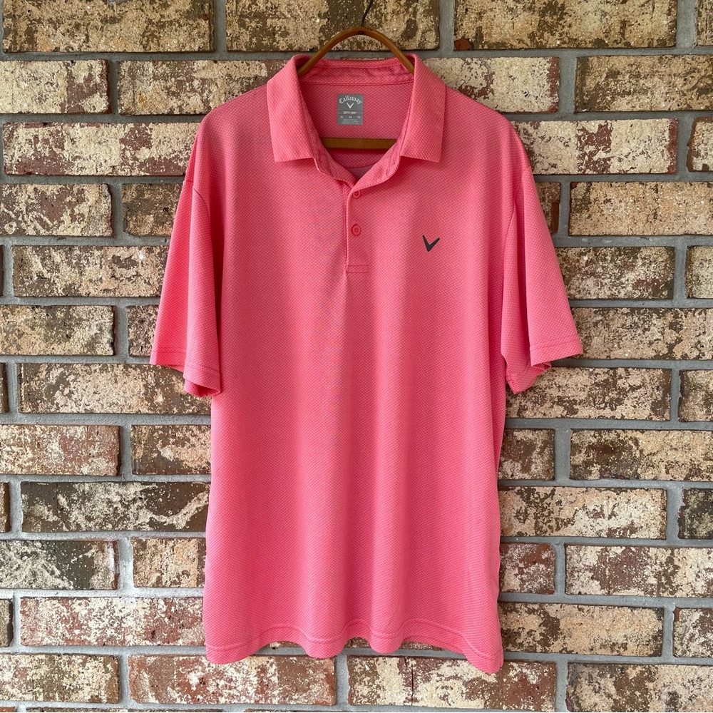 Men’s Callaway Opti-Dri Shirt Size XL Short Sleeve Coral Color Excellent!